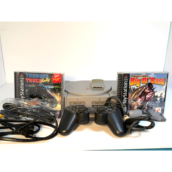 Sony PlayStation 1 SCPH-9001 Console & 1 Controller Mem Card + 2 Games - Tested